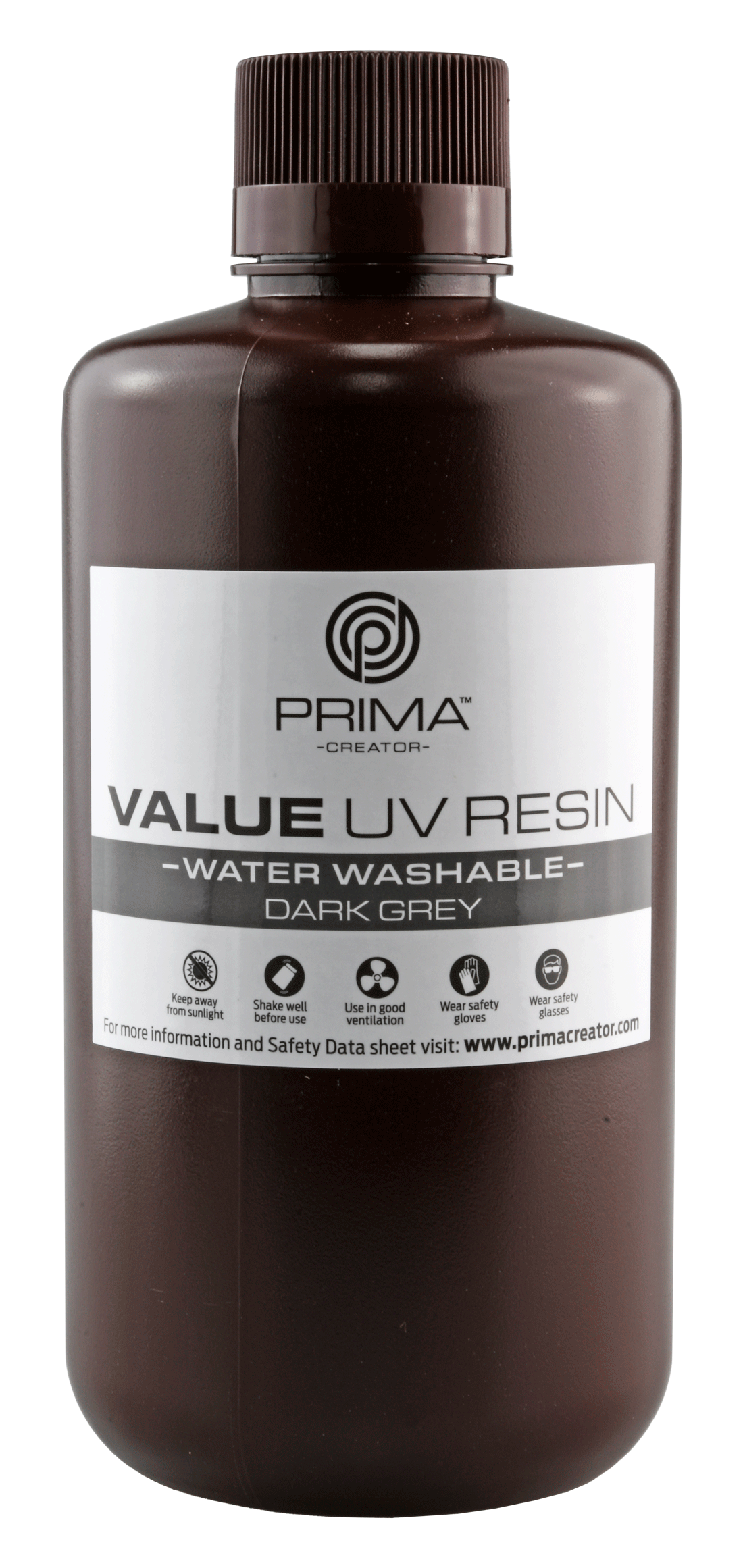 PrimaCreator Value Water Washable UV Resin - 1 kg - Dark Grey (5 pcs)