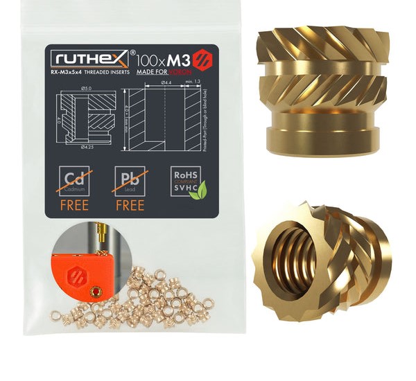 Ruthex M3 threaded insert for VORON – Rx-M3x5x4 - 100 pcs (10 pcs)