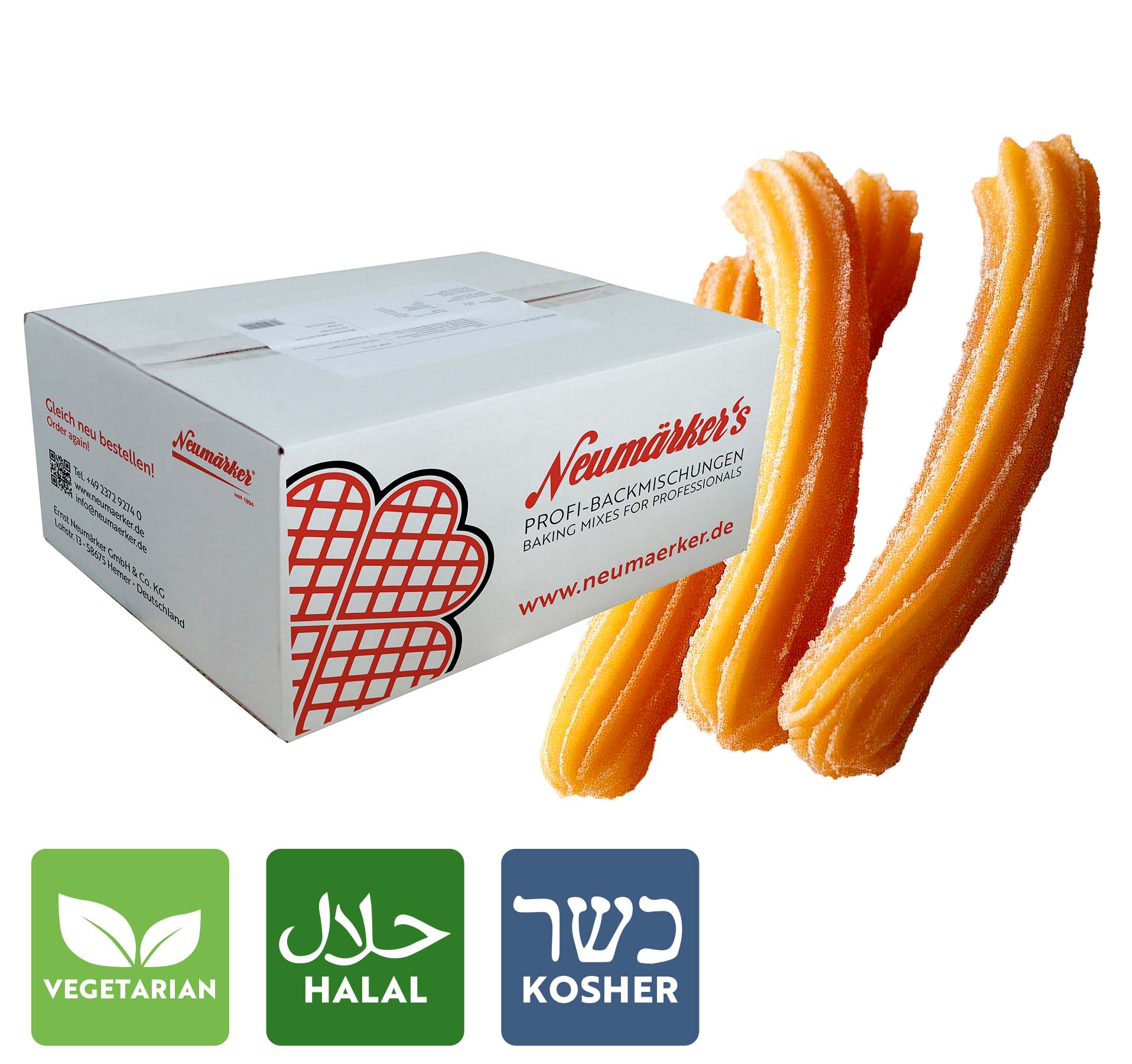 Neumärker Churros-Ready-Mix | Gastro-Backmischung für Churros | Karton à 10 kg (10x 1 kg)