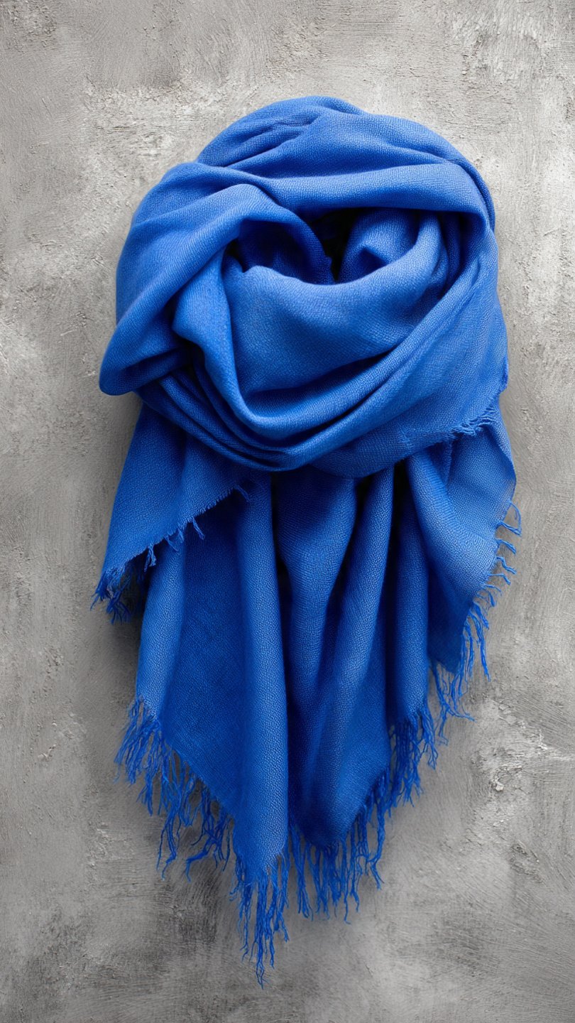 100 % Cashmere Schal – Handgefertigt in Nepal | Stahlblau