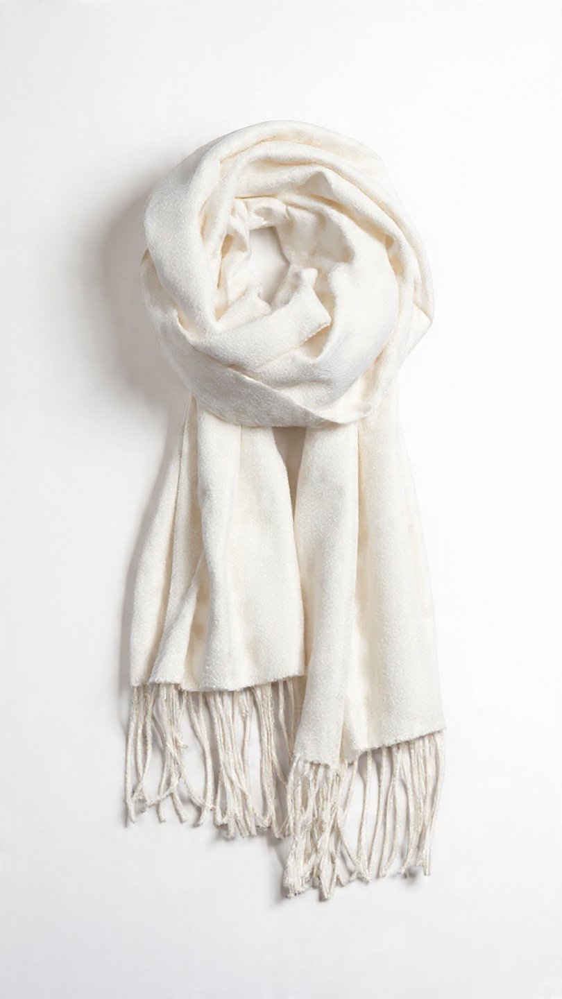 100 % Cashmere Schal – Handgefertigt in Nepal | Weiss