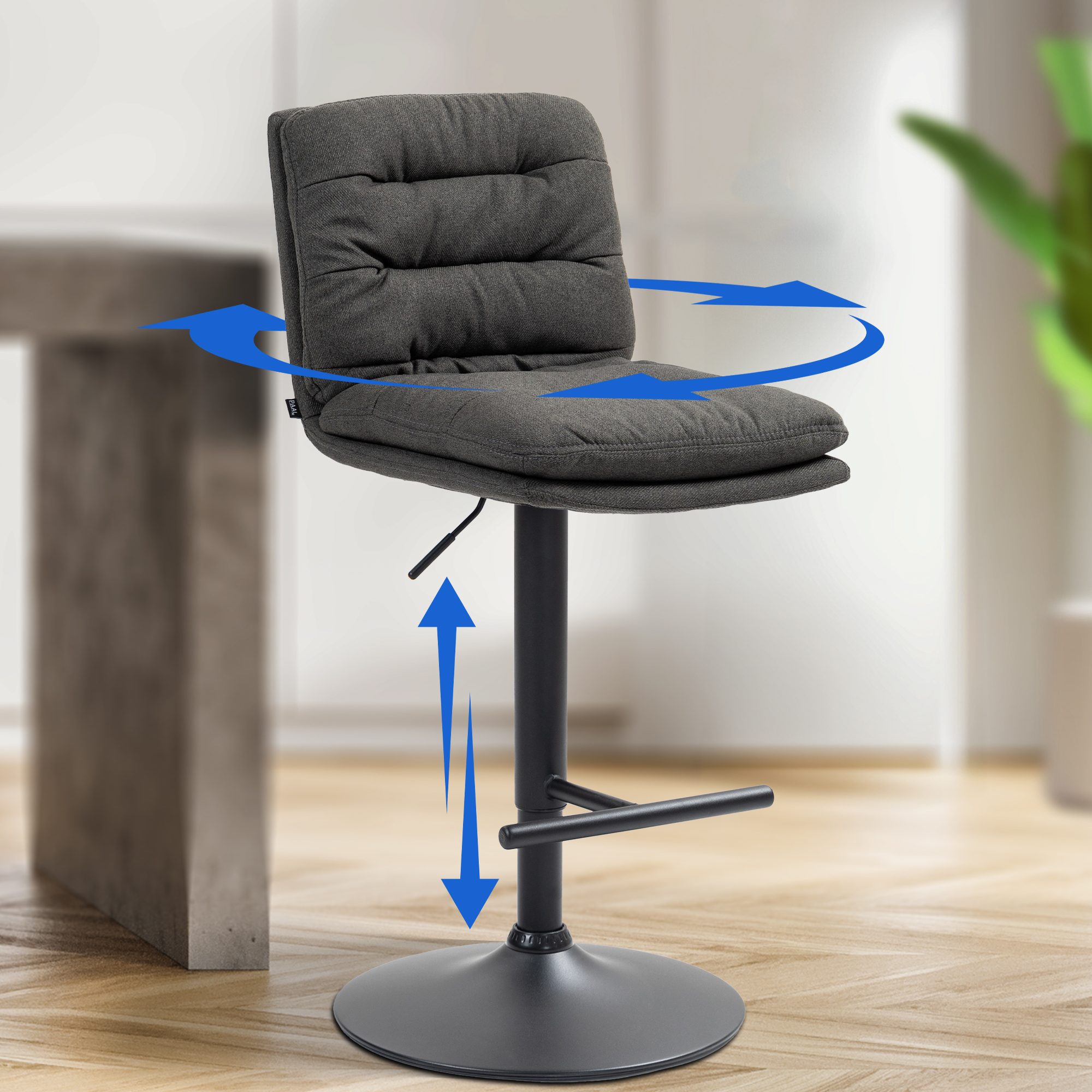 Barhocker Damar Stoff schwarz
