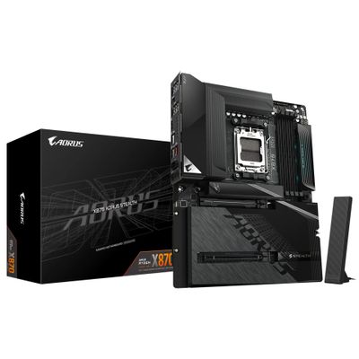 GIGABYTE X870 AORUS STEALTH Mainboard - Unterst√ºtzt AMD Ryzen 9000 CPUs, digitales 16+2+2-Phasen-VRM, bis zu 8200MHz DDR5 (O.C.), 2xPCIe 5.0 + 2xPCIe 4.0, Wi-Fi 7, 5GbE LAN, USB 4
