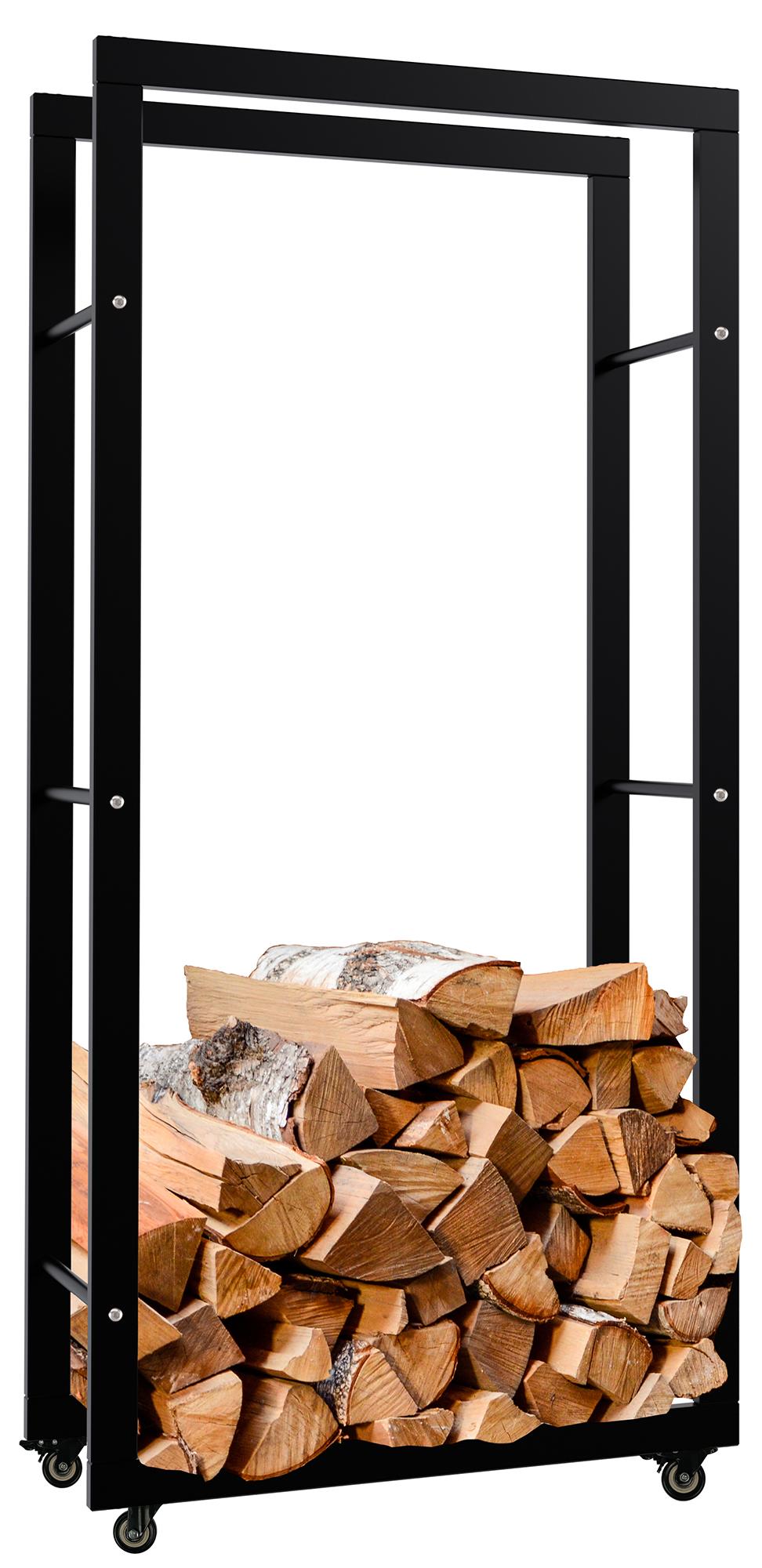 Kaminholzständer Keri mit Rollen 25x60x125