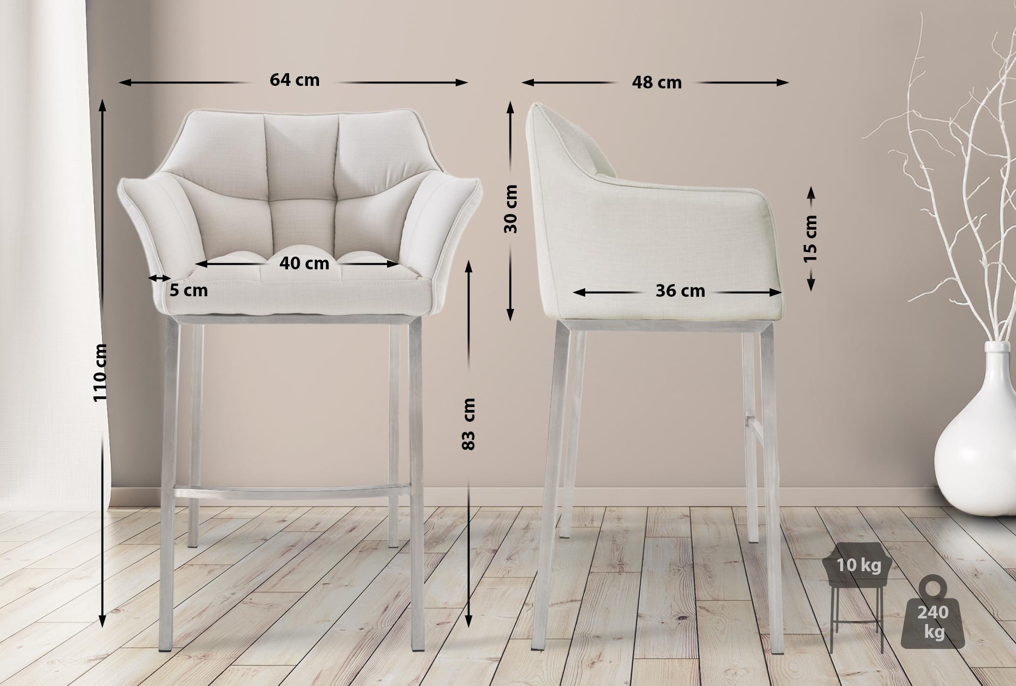 Barhocker Damaso E Stoff mit 4-Fuß Gestell