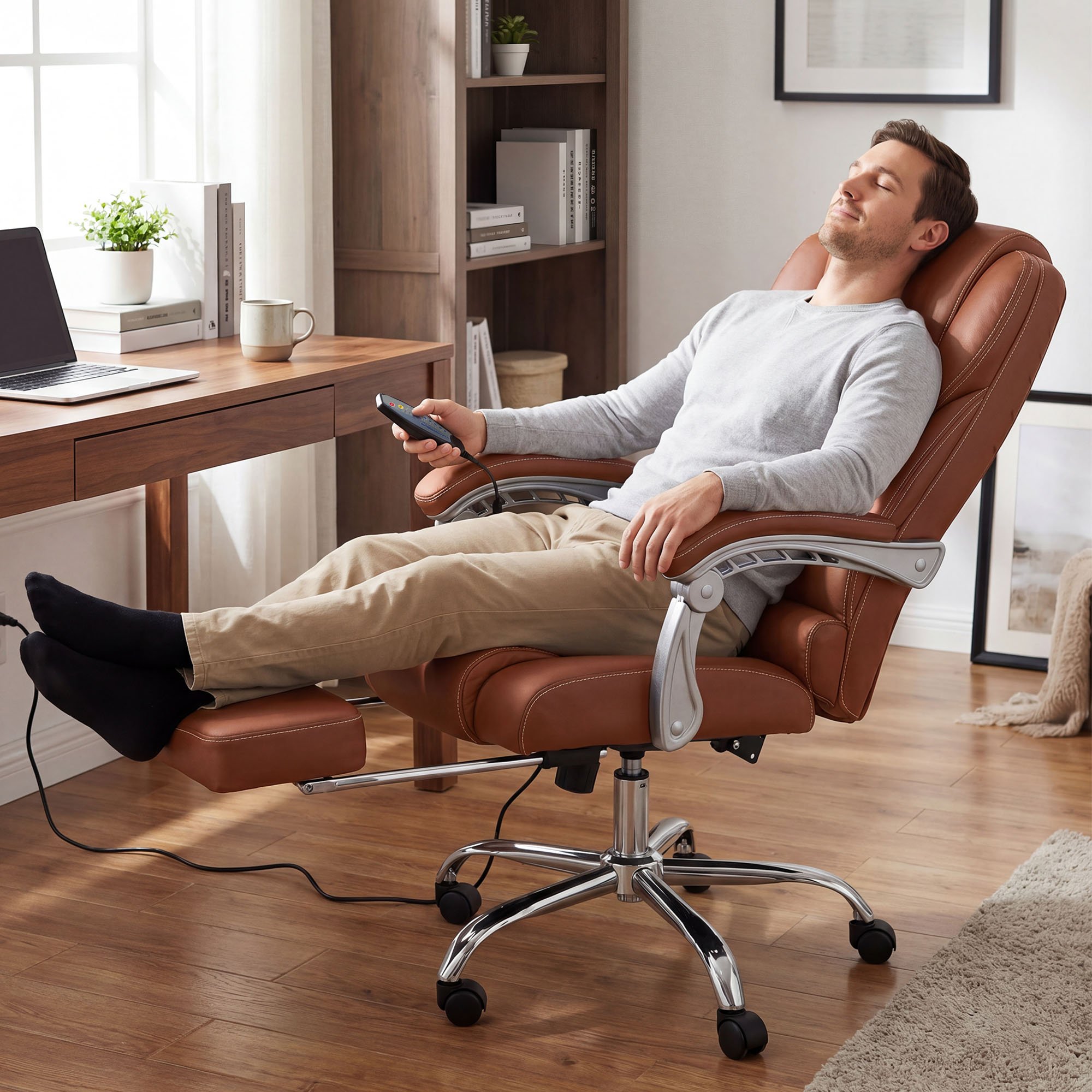 Bürostuhl Pacific Echtleder mit Massagefunktion