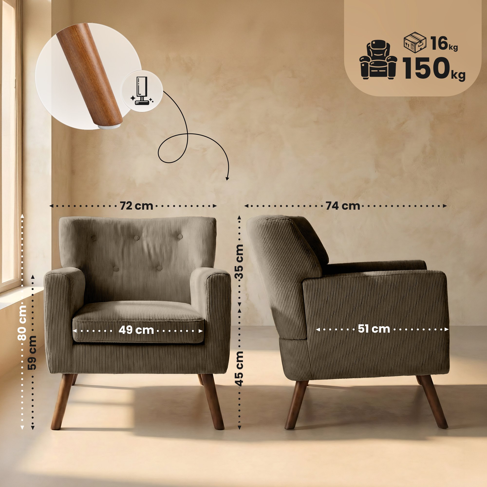 Sessel Kioni Cord