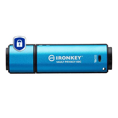 Kingston USB-Stick IronKey Vault Privacy 50C - USB 3.2 Gen 1 - 16 GB - Schwarz/Blau